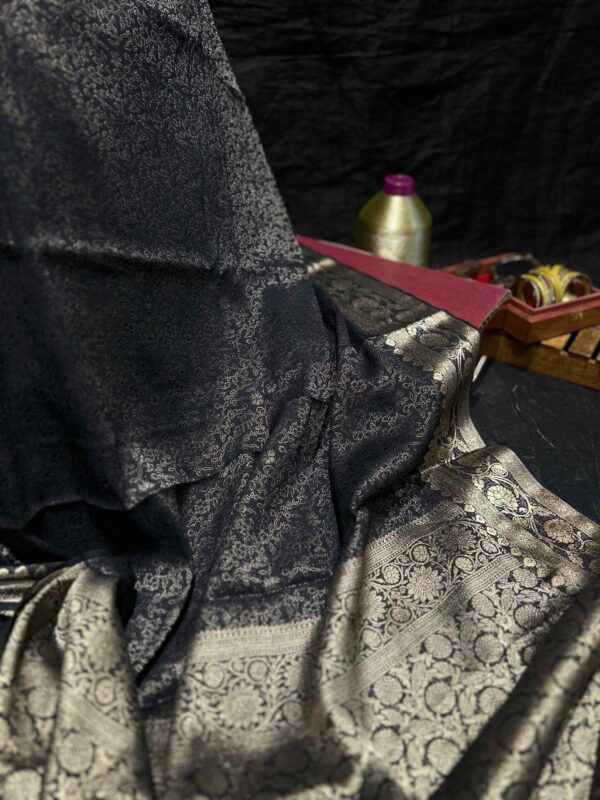 Pure Chiffon Silk Saree (Black)