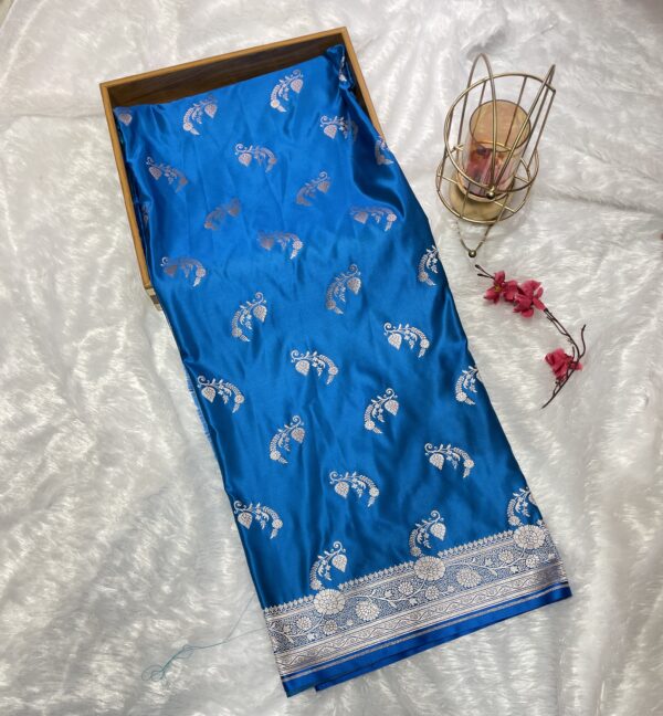 Pure Mashru Silk Saree (Firozi)