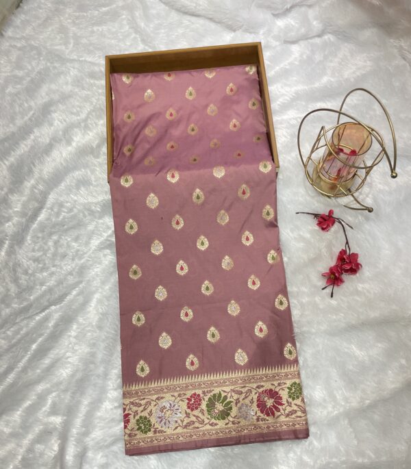 Pure Meena Kanjivaram Silk Saree (Peach)