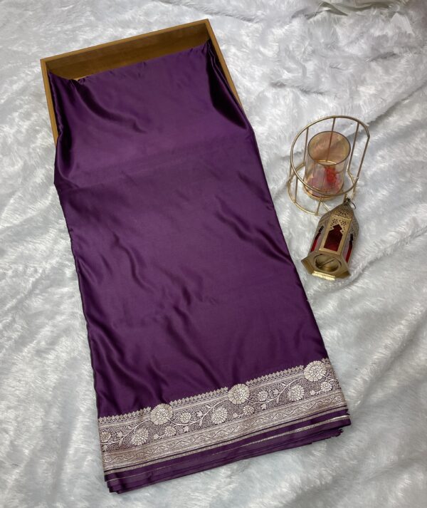 Pure Plain Mashru Silk Saree (Purple)