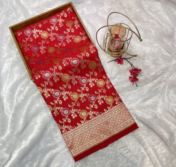 Pure Tilfi Meenakari Silk Saree (Red)