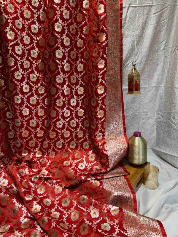 Rich Maroon Pure Katan Silk Meenakari Banarasi Saree