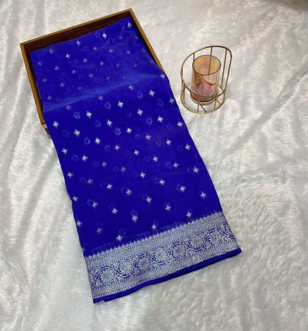 Pure Georgette Silk Saree in Royal Blue
