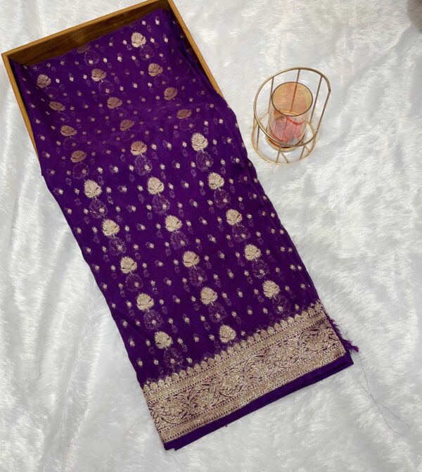 Pure Georgette Silk Saree in Deep Purple