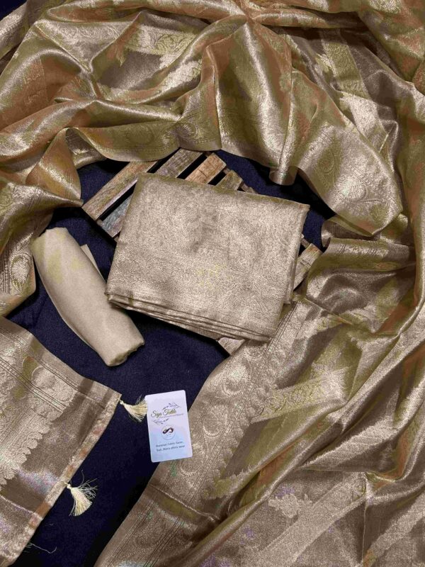 Pure tissue silk Unstitched suit (Golden)