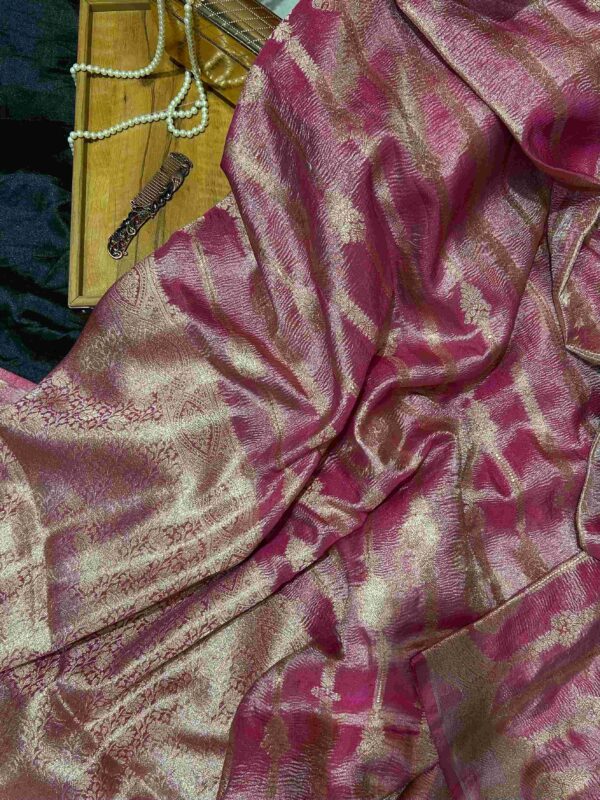 Pure Crush Tissue Silk Saree in Wine Pink