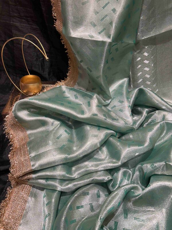 Pure Tissue Silk Saree in Sea Green with Silver Weaving