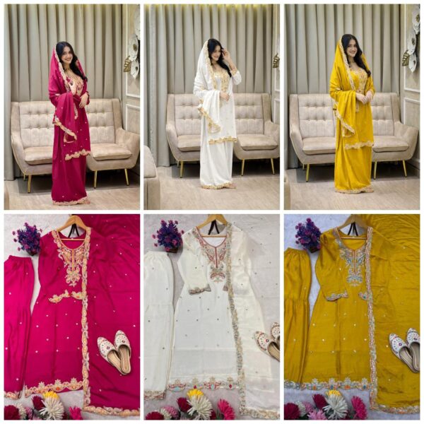 SILK FABRIC TOP SHARARA AND DUPATTA SET