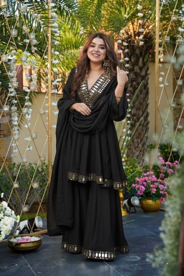 SILK FABRIC TOP AND PLAZZO WITH DUPATTA SET