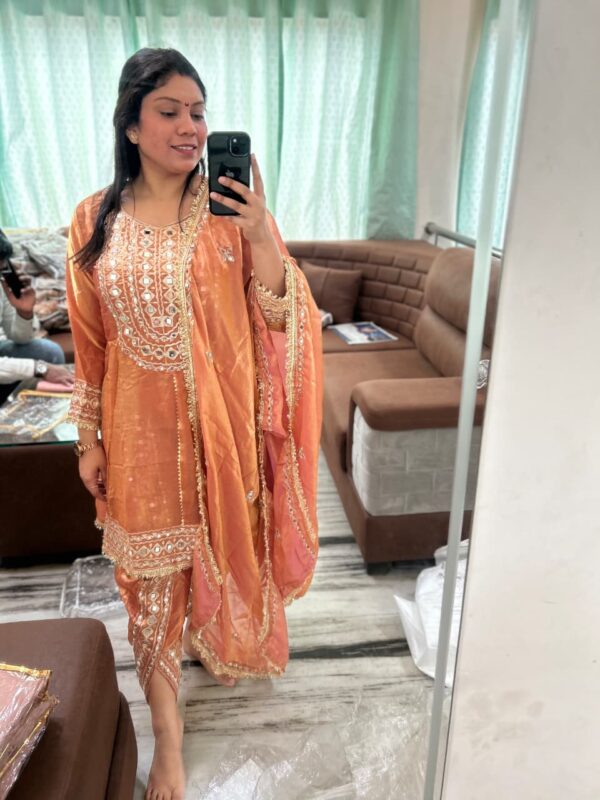 Party Wear Stitched Suit with Dhoti Embroidery  Work